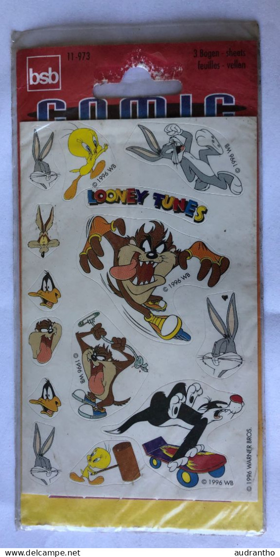 3 Feuilles De Stickers Looney Tunes - Titi Et Gros Minet - Bugs Bunny - TAZ - BSB - Comic Sticker 11-973 - Stickers