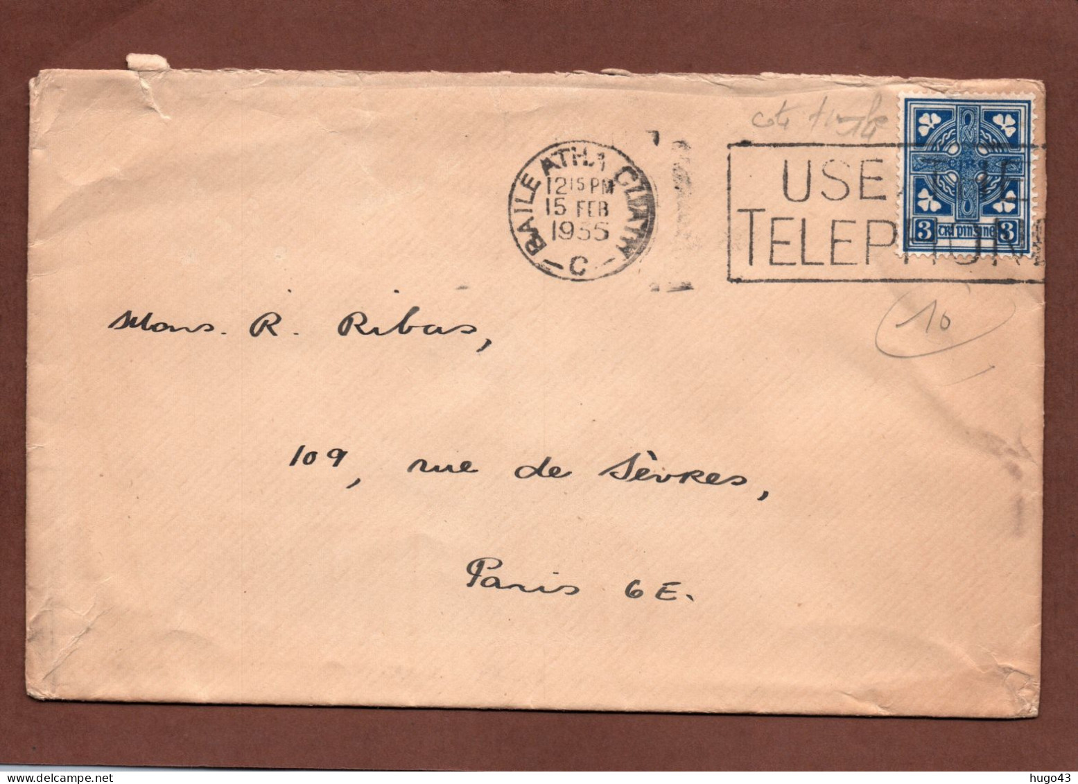 (RECTO / VERSO) ENVELOPPE EN 1935 - EIRE- BEAU TIMBRE ET CACHET - Lettres & Documents