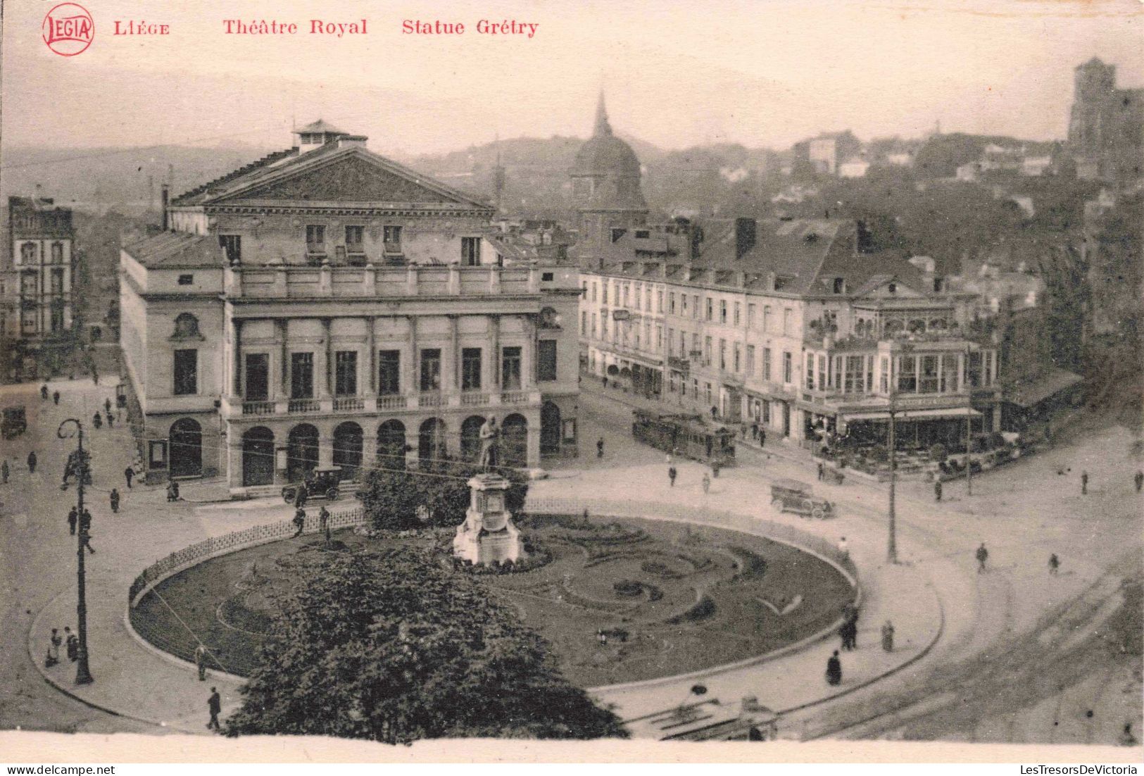 BELGIQUE - Liège - Théâtre Royal - Statue Gétry - Animé - Carte Postale Ancienne - Liege