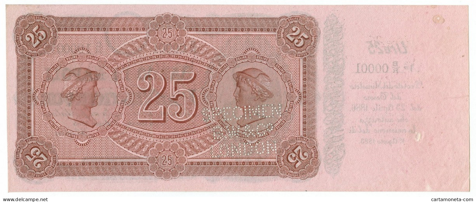 25 LIRE CAMPIONE CON MATRICE BANCO NAPOLI BIGLIETTO PORTATORE CAVOUR 1883 SUP+ - Sonstige & Ohne Zuordnung