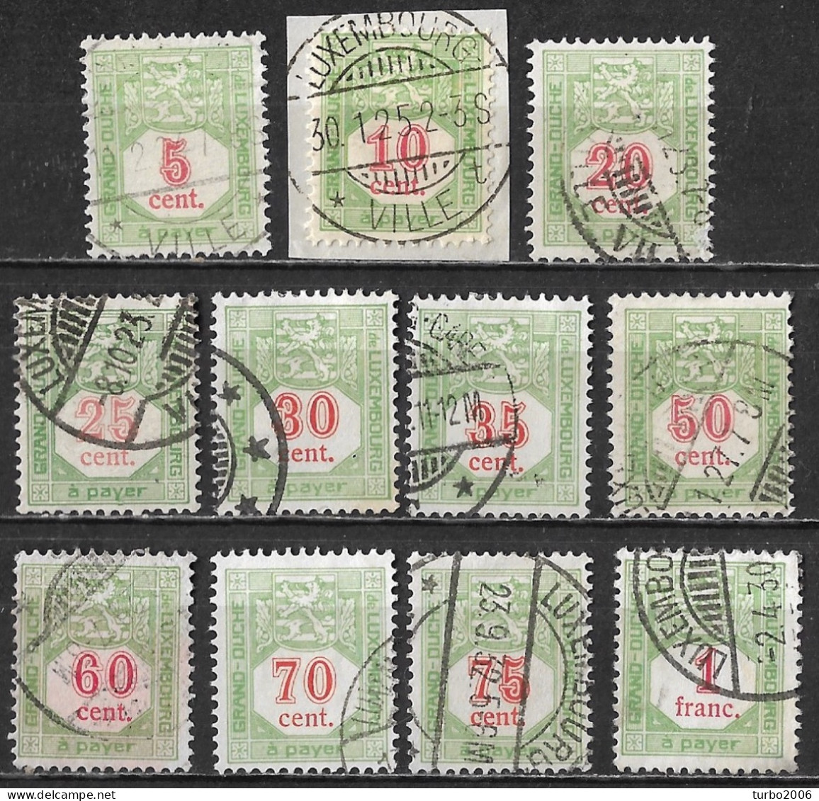 Luxemburg 1922 Postage Due Red Figures On Green 11 Values From The Set Michel P 10 / 20 - Taxes