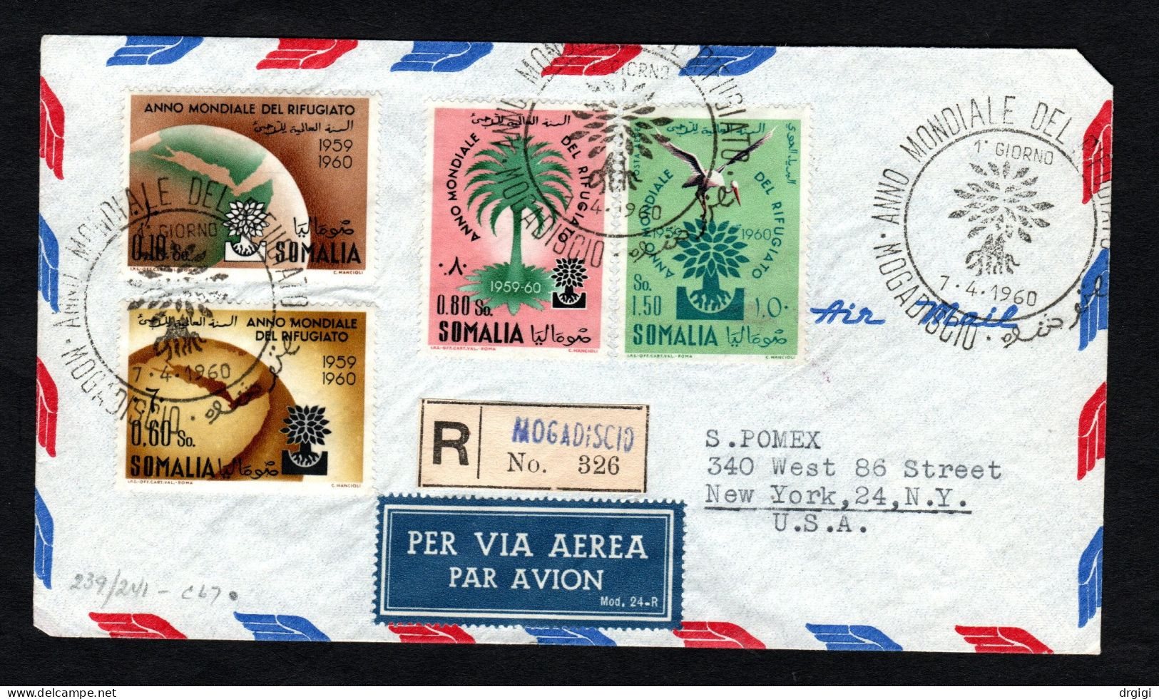 Somalia AFIS 1960, FDC, ANNO MONDIALE RIFUGIATO - Somalia (AFIS)