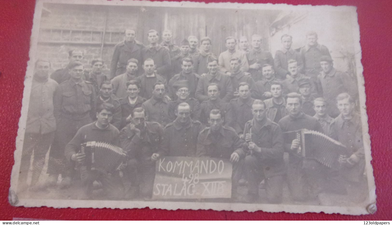 WWII Frankenthal (Rhénanie-Palatinat) KOMMANDO 498 STALAG XII A  ACCORDEON  CARTE PHOTO PRISONNIERS FRANCAIS - Frankenthal