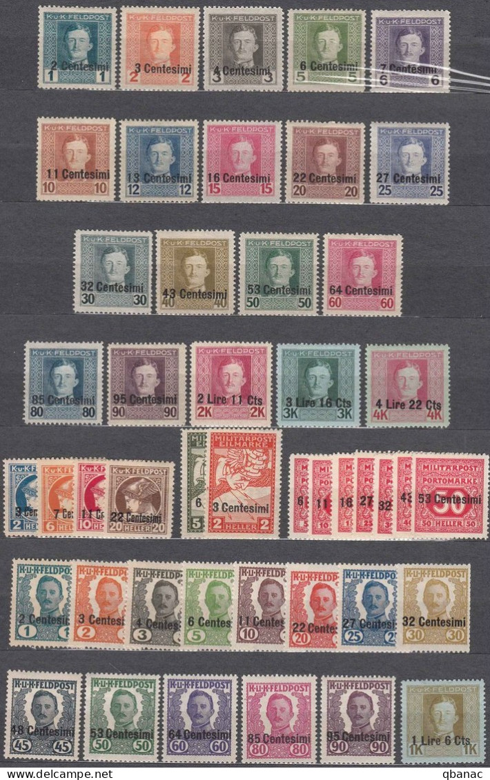 Italy Occ. Austria Complete 1918 Sass#1-19 And #I-XIV, Giornali Sass#1-4 #R1-R2 And Segnatasse Sass#1-7 Mint Hinged - Oostenrijkse Bezetting