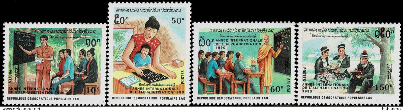 LAOS 1990 Mi 1189-1192 INTERNATIONAL ILLITERACY YEAR MINT STAMPS ** - Laos