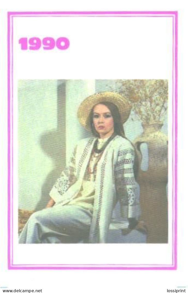 Pocket Calendar, Ukraine, Fashion Lady, 1990 - Small : 1981-90