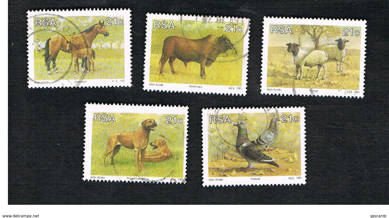SUD AFRICA (SOUTH AFRICA) - SG 724.728     - 1991   ANIMALS BREEDING (COMPLET SET OF 5)  - USED ° - Oblitérés