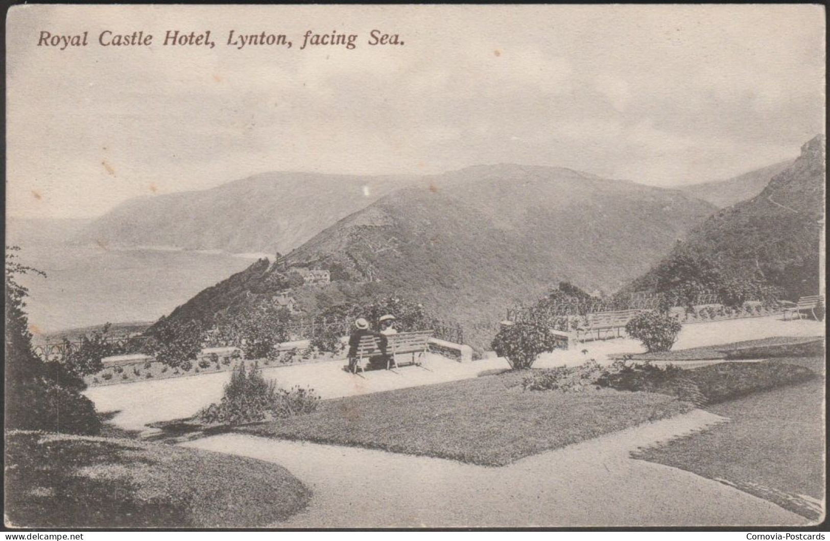 Royal Castle Hotel, Facing Sea, Lynton, Devon, 1908 - Postcard - Lynmouth & Lynton