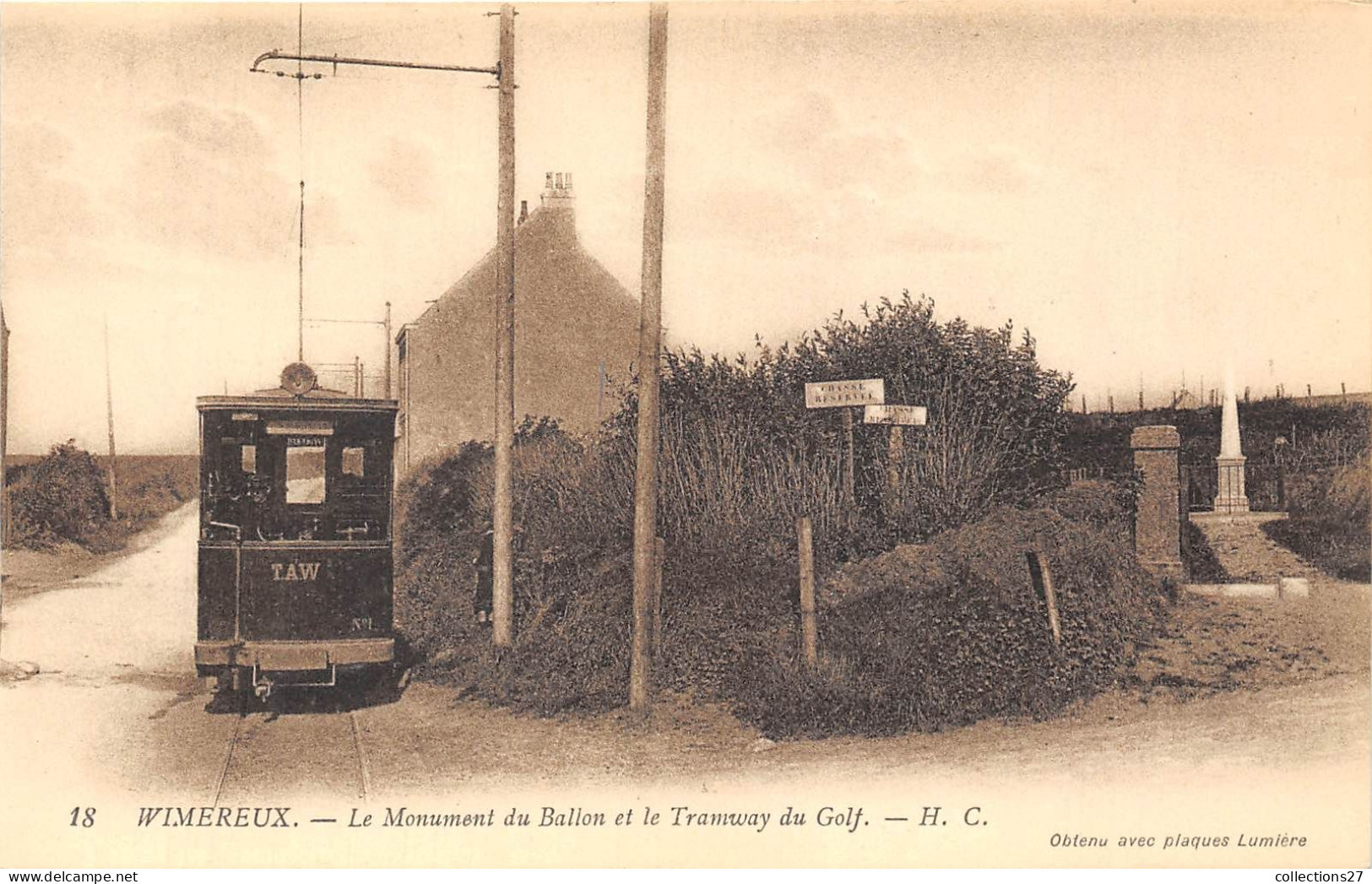 62-WIMEREUX-  LE MONUMENT DU BALLON ET TRAMWAYS DU GOLF - Autres & Non Classés