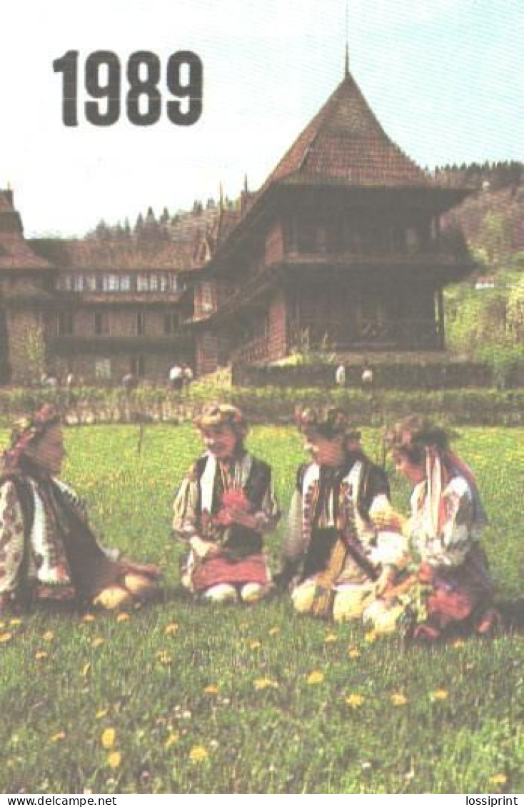 Pocket Calendar, Ukraine, Kids Wearing National Costumes, 1989 - Small : 1981-90