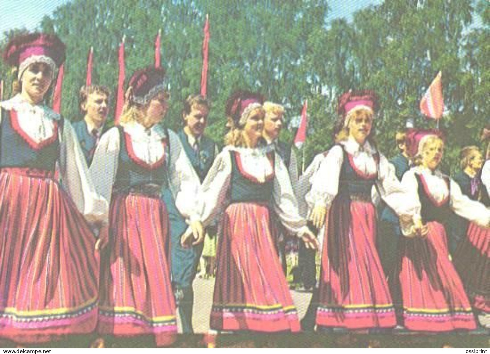 Pocket Calendar, Estonia:Dancing Ladies In National Costumes, 1989 - Small : 1981-90