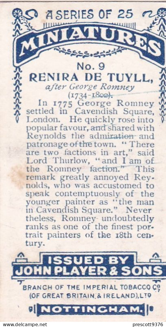 Miniatures 1923 - Players Cigarette Cards - 9 Renira De Tuyll, George Romney - Player's