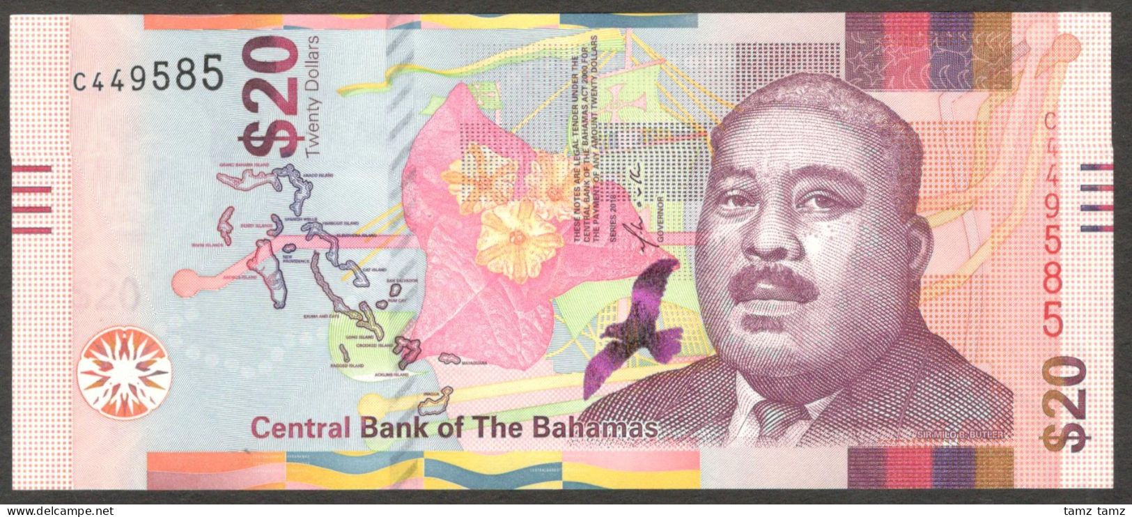 Bahamas 20 Dollars Sir Milo B. Butler 2018 UNC - Bahama's