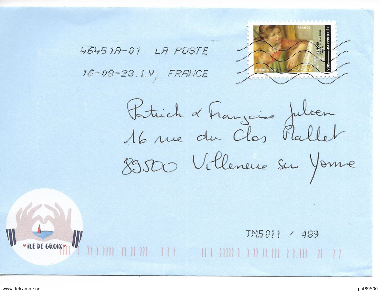 CURIOSITE / FRANCE 2023  TM5011 / 489 // TEST AUTOMATISATION // Timbre RENOIR YT 3869 - Storia Postale