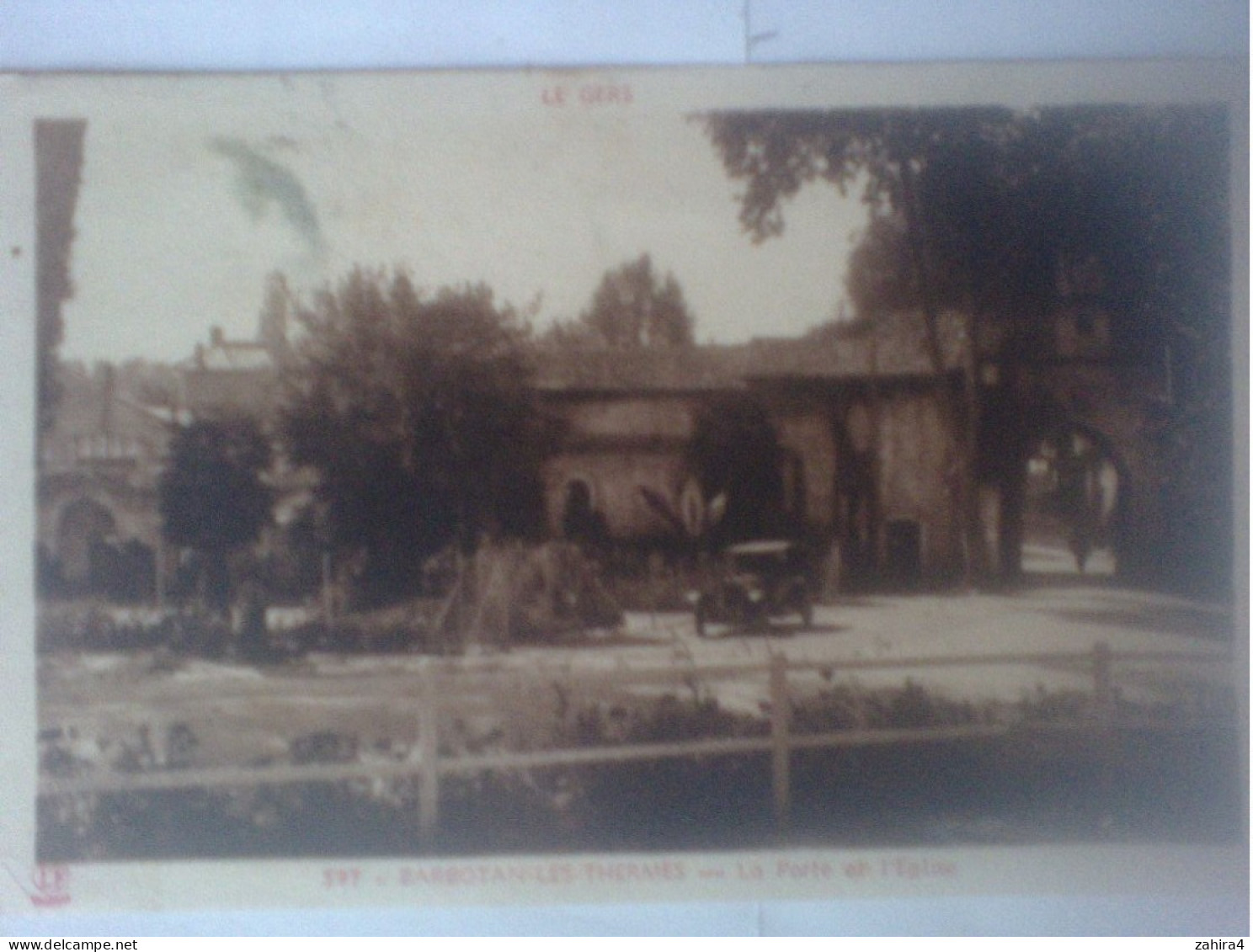 597 - Barbotan Les Thermes - La Porte Et L'église - Véhicule Ancien - L.F. Toulouise - Barbotan