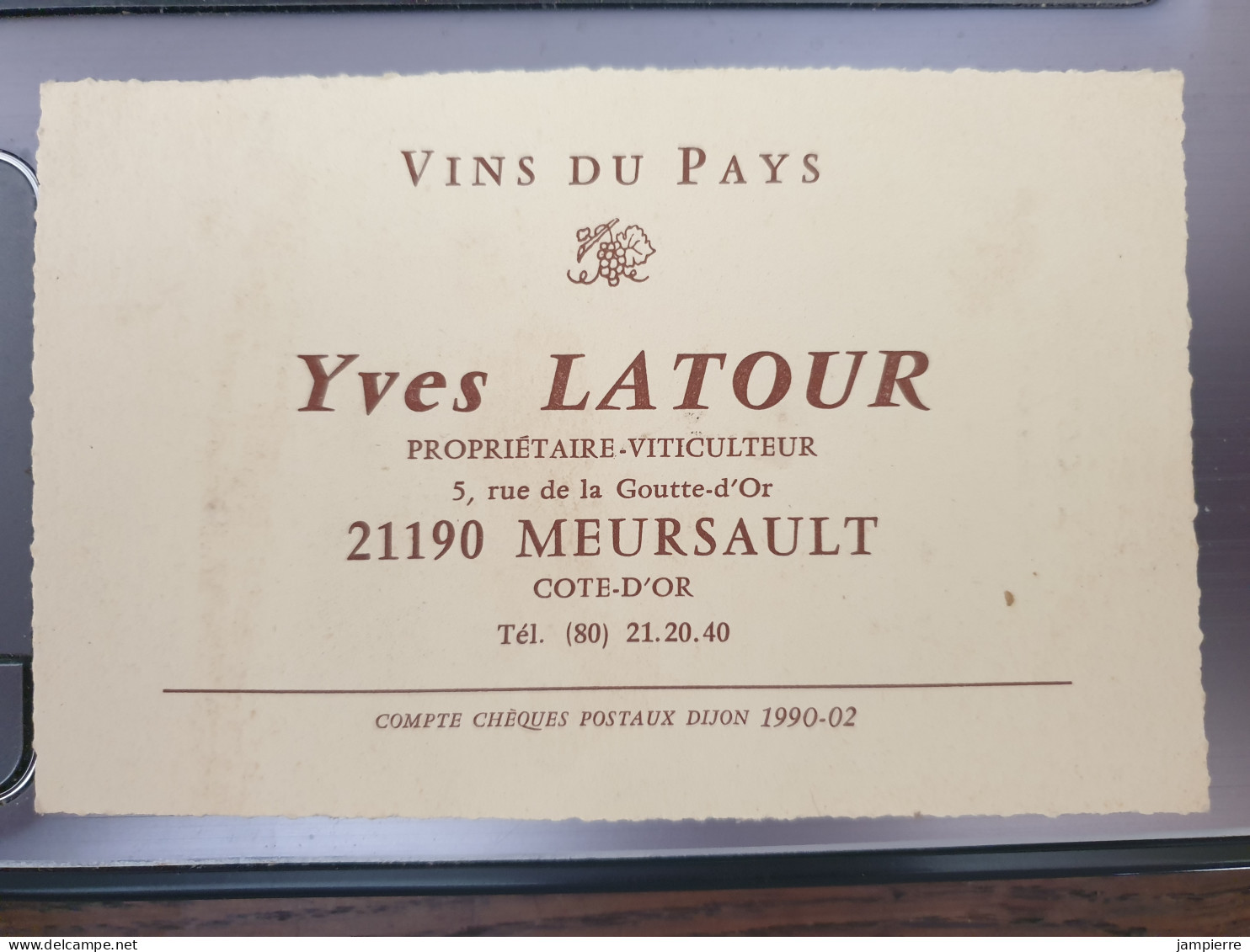 Meursault - Carte De Visite Et Des Prix - Yves Latour, 5 Rue De La Goutte-d'Or - Meursault
