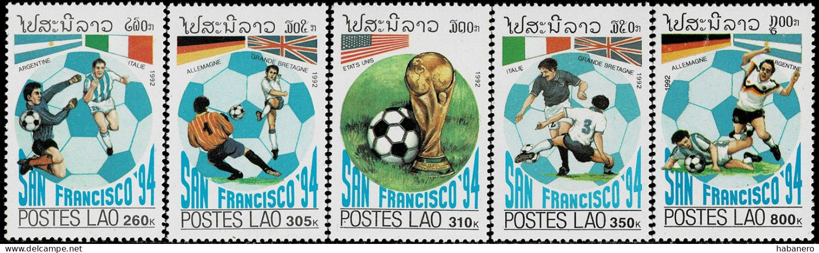 LAOS 1992 Mi 1306-1310 FIFA SOCCER WORLD CUP USA MINT STAMPS ** - Laos