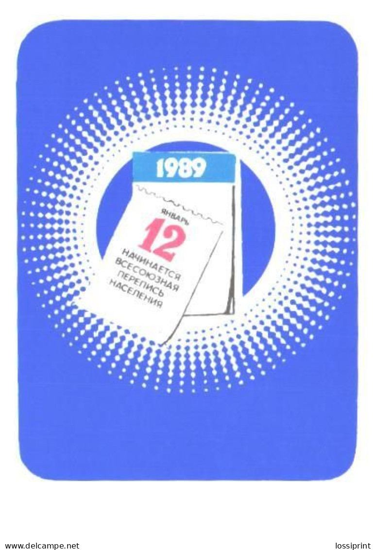 Pocket Calendar, Russia:All-Union Population Census Begins, Blue, 1989 - Small : 1981-90