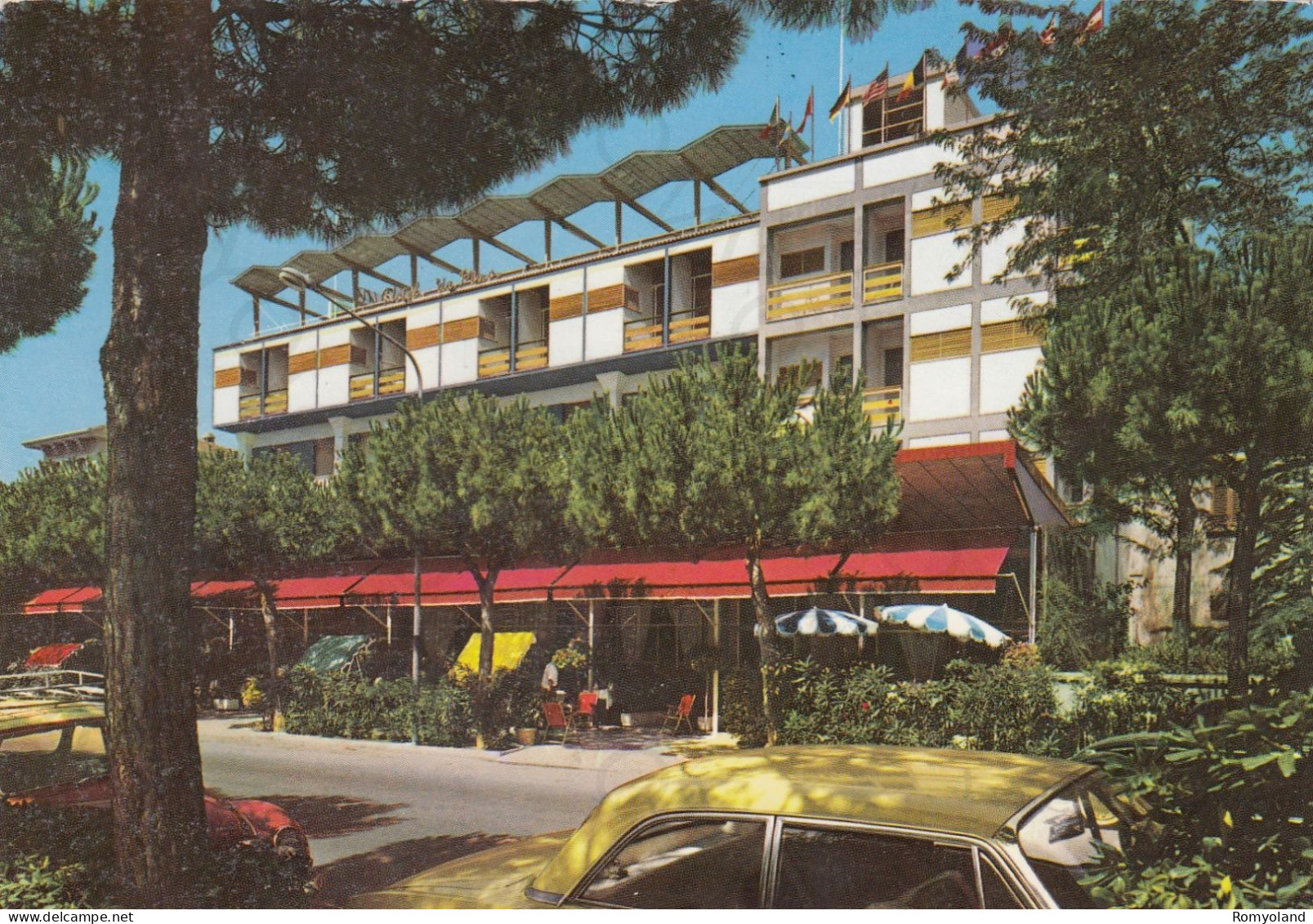 CARTOLINA  CESENATICO,CESENA,EMILIA ROMAGNA-RIVIERA ADRIATICA-HOTEL RISTORANTE "DA PINO"-SPIAGGIA,VACANZA,VIAGGIATA 1974 - Cesena