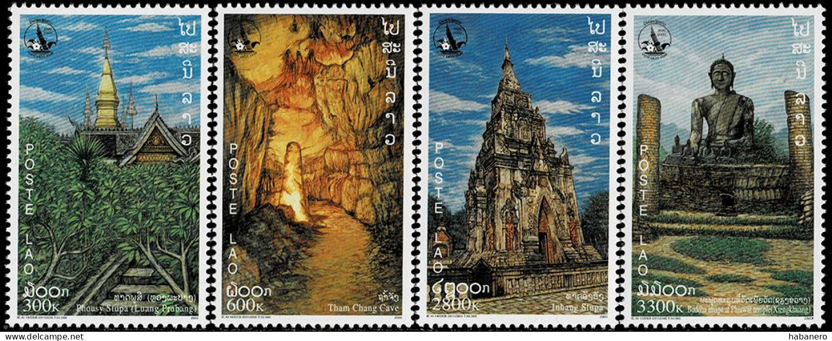 LAOS 2000 Mi 1734-1737 BUDDHISM & TEMPLES MINT STAMPS ** - Laos