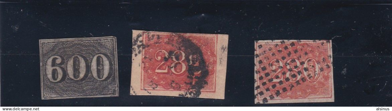 BRESIL - 1850/1861 - LOT DE 21 TIMBRES NEUFS SANS GOMME ET OBLITERES -  NON DENTELES - Used Stamps