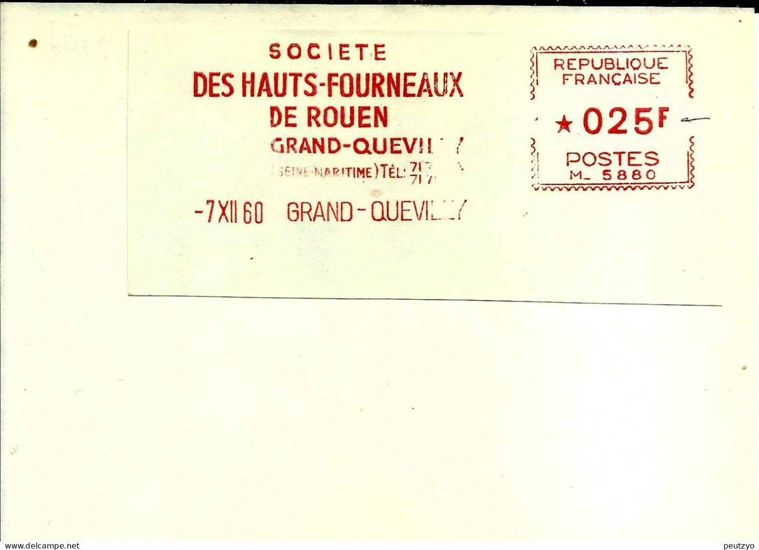Lettre  EMA Havas M 1960 Societe Hauts Fourneaux Rouen Metal Metier, 76 Grand Quevilly  A22/49 - Usines & Industries