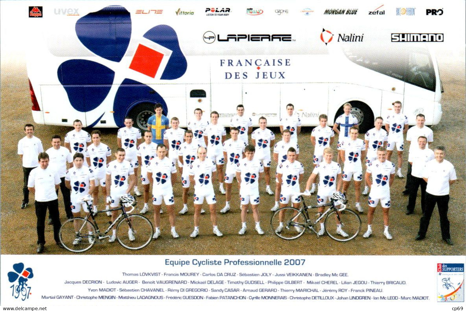 Carte Cyclisme Cycling サイクリング Format Cpm Equipe Complète Cyclisme Professionnelle Française Des Jeux 2007 Superbe.Etat - Cyclisme