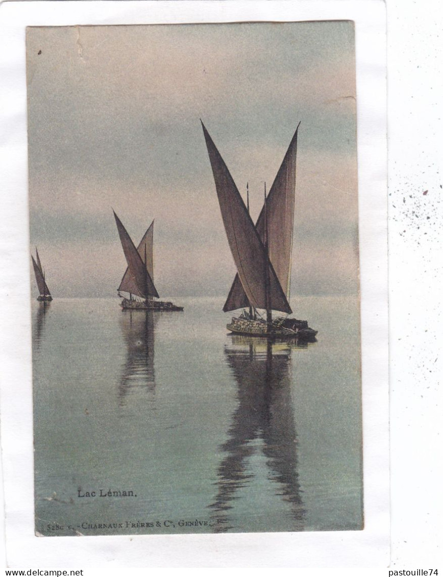 CPA :  14 X 9  -  Lac  Léman (barque Transportant Des Pierres) - Port