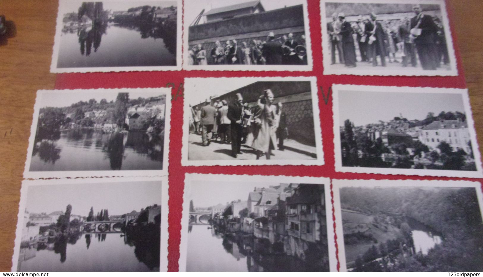 Photo  Snapshot -LOT DE 9 PHOTOS DE 1948 ARGENTON SUR CREUSE DONT MUSICIENS DEVANT HOTEL TERMINUS NOMMES - Autres & Non Classés