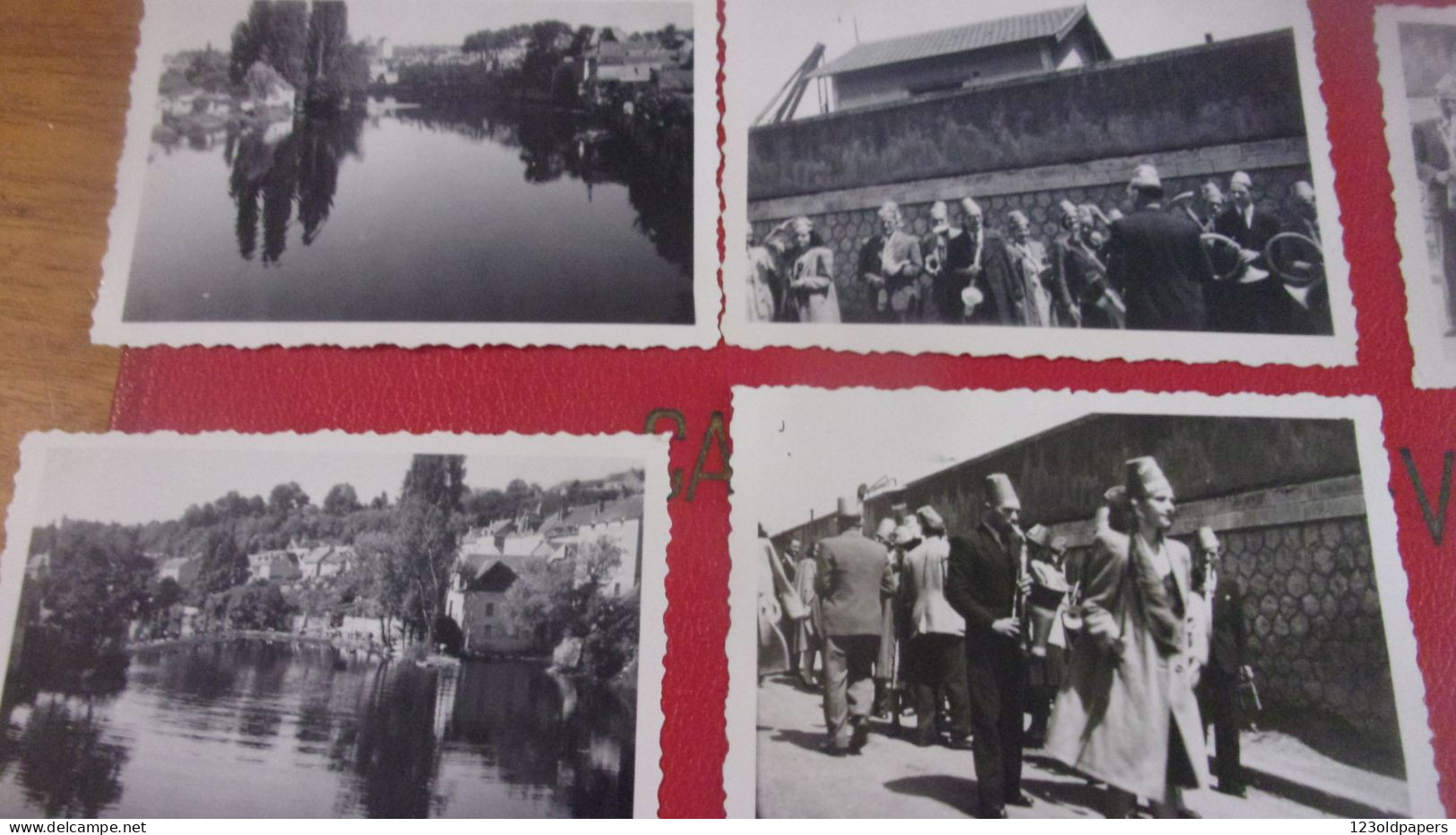 Photo  Snapshot -LOT DE 9 PHOTOS DE 1948 ARGENTON SUR CREUSE DONT MUSICIENS DEVANT HOTEL TERMINUS NOMMES - Other & Unclassified