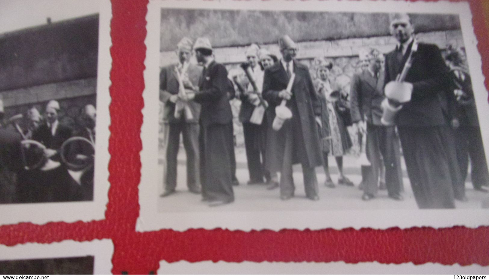 Photo  Snapshot -LOT DE 9 PHOTOS DE 1948 ARGENTON SUR CREUSE DONT MUSICIENS DEVANT HOTEL TERMINUS NOMMES - Otros & Sin Clasificación