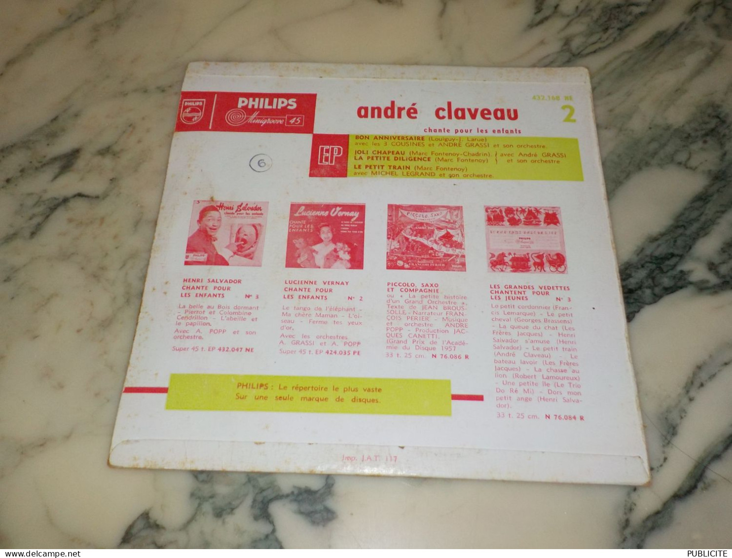 45 TOURS  ANDRE CLAVEAU CHANTE POUR LES ENFANTS 1960 - Comiques, Cabaret