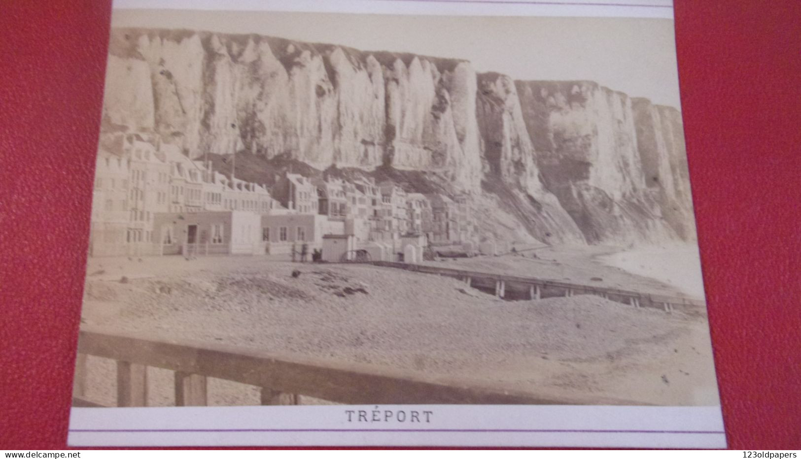 Photo Ancienne 14 / 11 CM  - LE TREPORT - Superbe Cliché VERS 1880 FALAISES PLAGE VILLAS PAR E HACLON TREPORT - Old (before 1900)