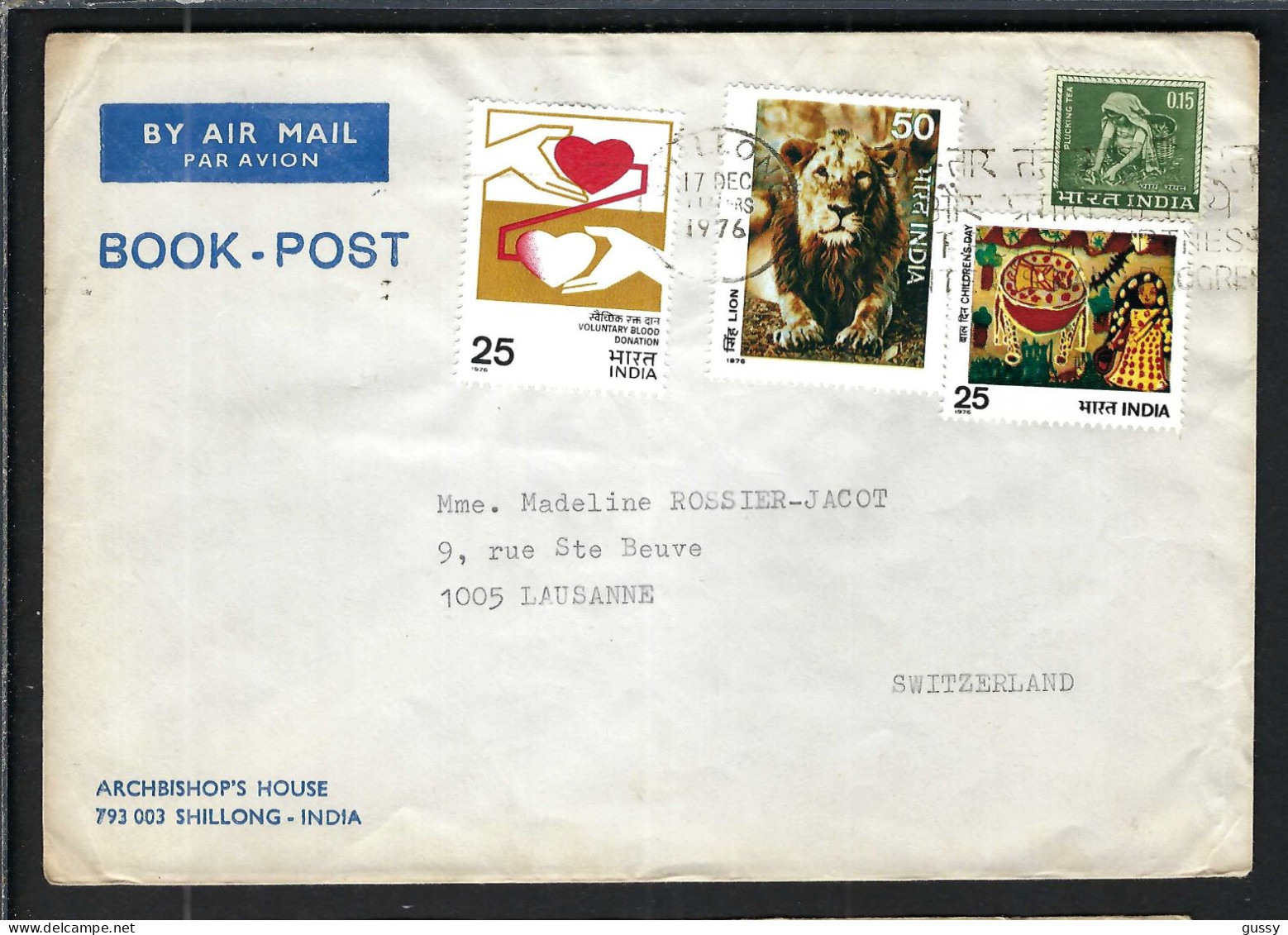 INDE P.A. Ca. 1970-80: LSC De Shillong Pour Lausanne (VD,Suisse) - Luftpost