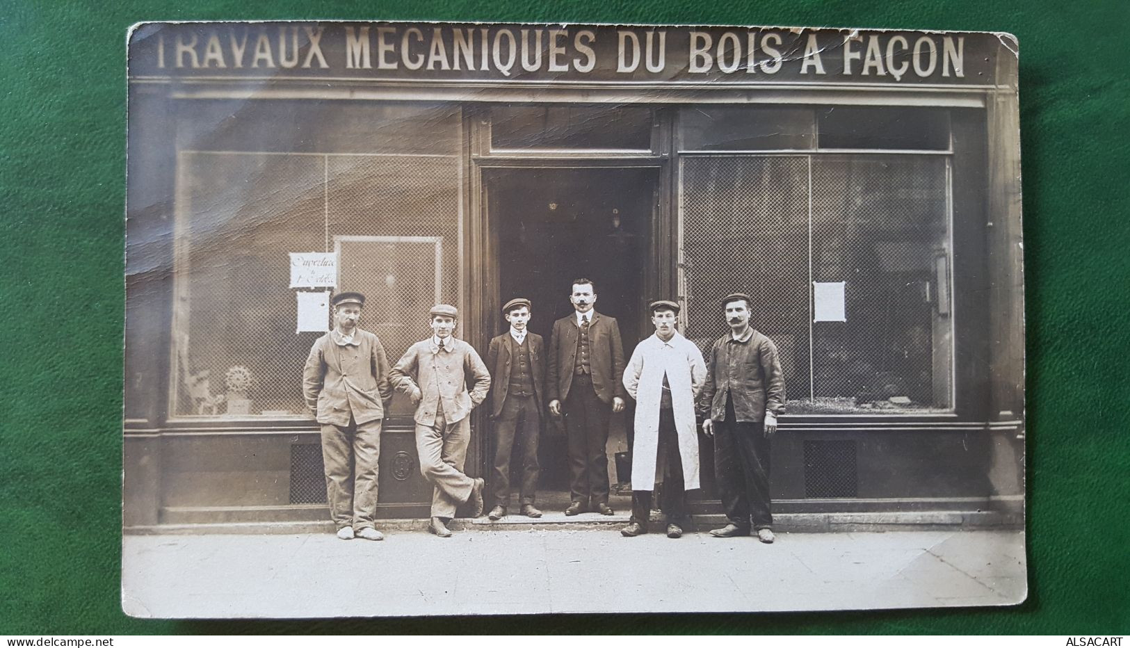 Carte  Photo  Travaux Mécaniques Du Bois à Façon , Cachet Paris Rue Réaumur - Geschäfte