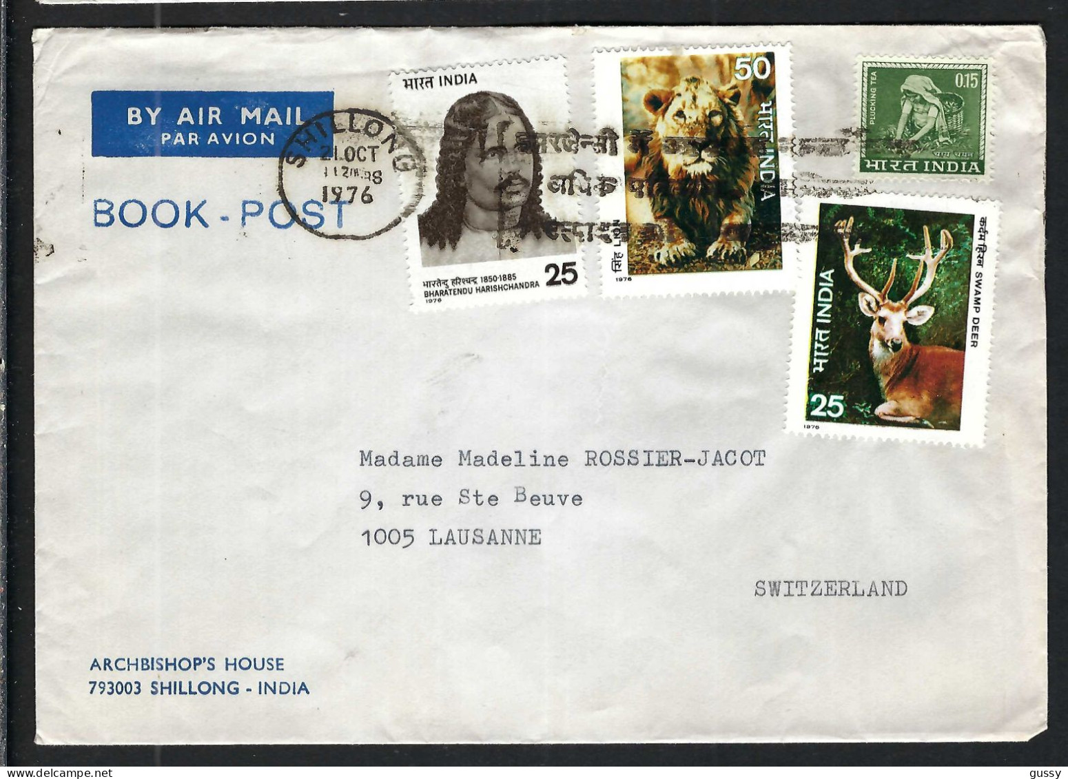 INDE P.A. Ca. 1970-80: LSC De Shillong Pour Lausanne (VD,Suisse) - Airmail