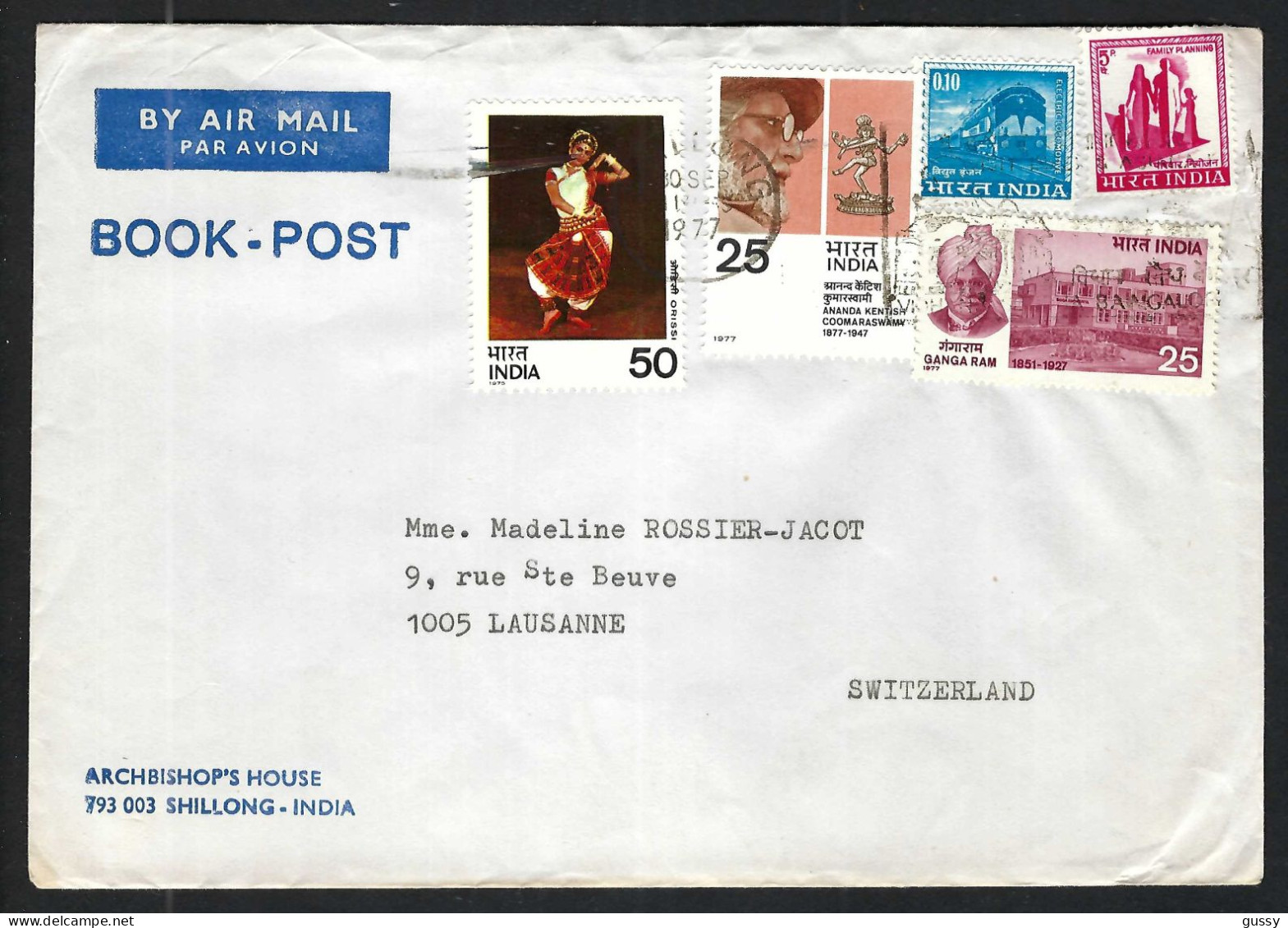 INDE P.A. Ca. 1970-80: LSC De Shillong Pour Lausanne (VD,Suisse) - Posta Aerea