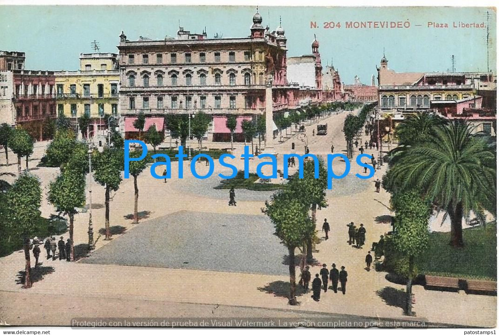 212128 URUGUAY MONTEVIDEO SQUARE PLAZA LIBERTAD & TRANVIA TRAMWAY CIRCULATED TO ARGENTINA POSTAL POSTCARD - Uruguay