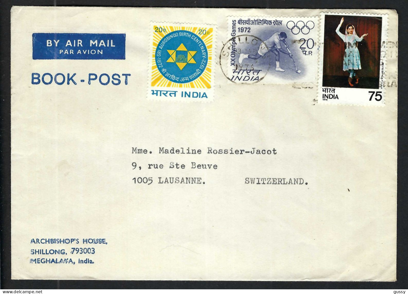 INDE P.A. Ca. 1970-80: LSC De Shillong Pour Lausanne (VD,Suisse) - Luftpost