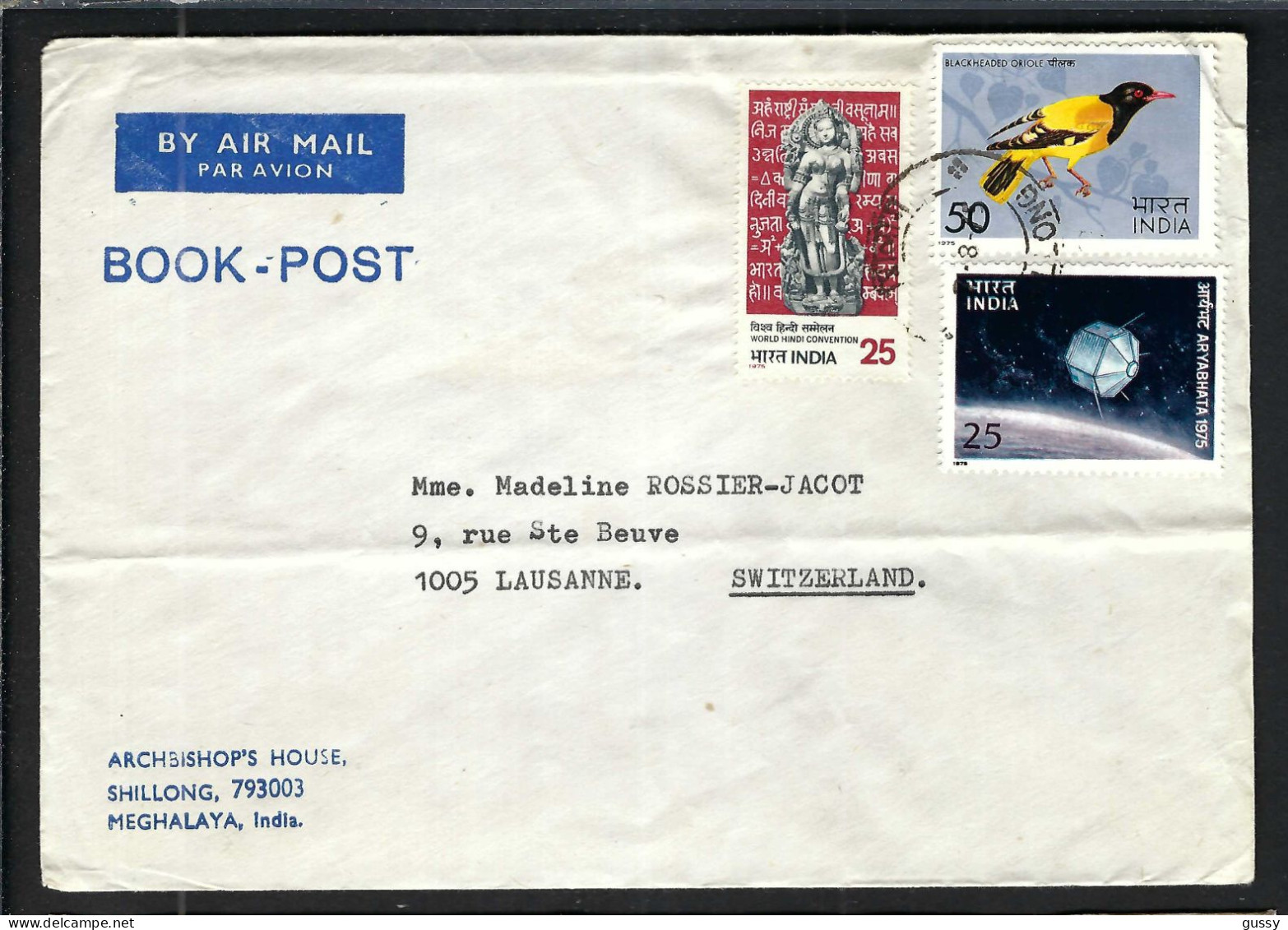 INDE P.A. Ca. 1970-80: LSC De Shillong Pour Lausanne (VD,Suisse) - Luftpost