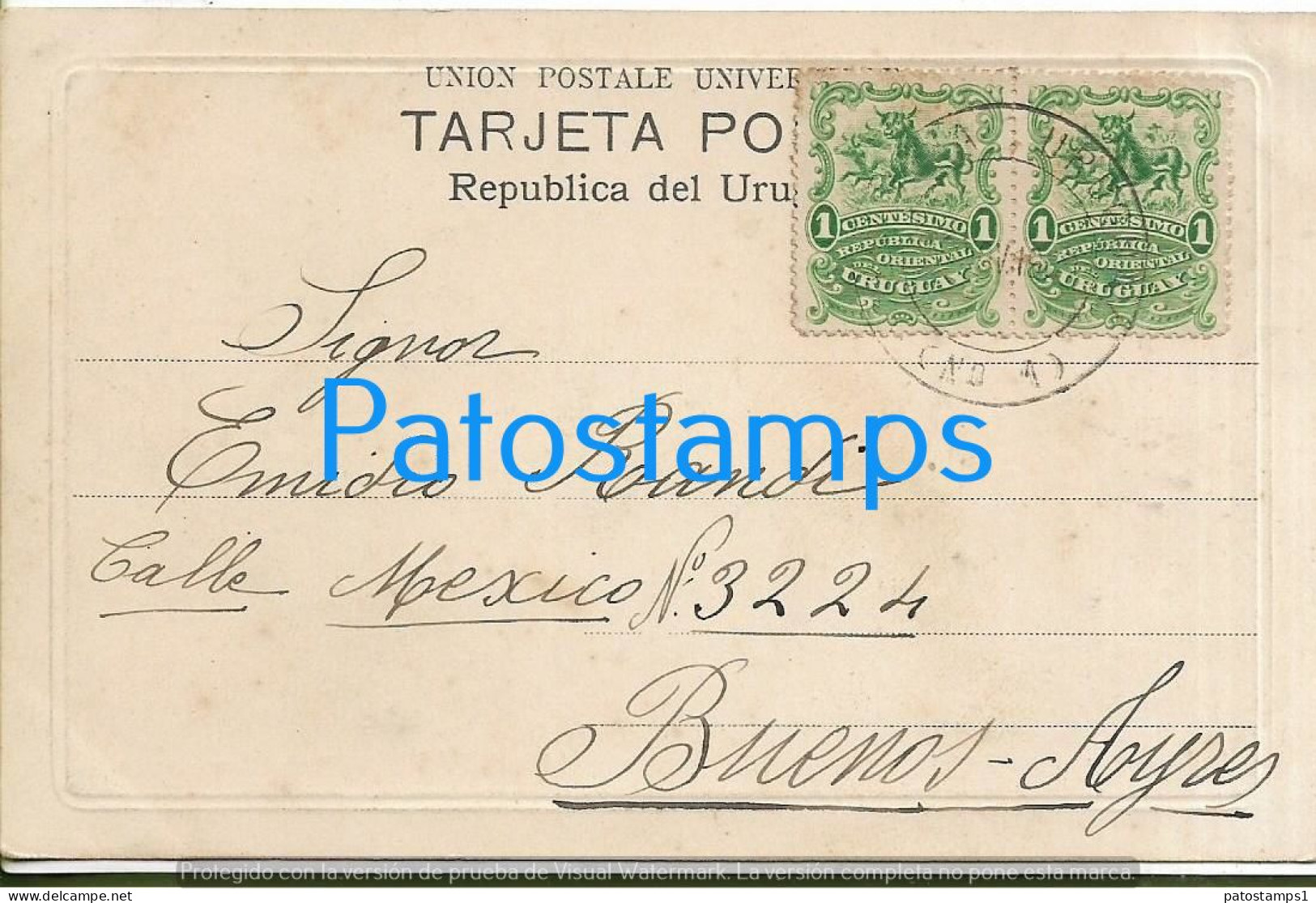 212136 URUGUAY MONTEVIDEO SQUARE PLAZA CONSTITUCION & CHURCH SPOTTED CIRCULATED TO ARGENTINA POSTAL POSTCARD - Uruguay