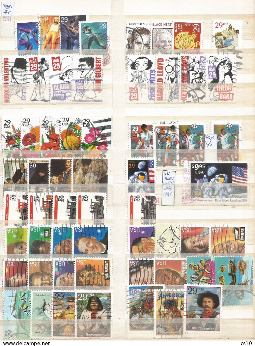 USA HIGH QUALITY 1994 Yearset Selection Used Stamps # 118 VFU Pcs Incl. Moon Landing 9.95$ HV, Bklt Pairs Coil #s !!! - Full Years