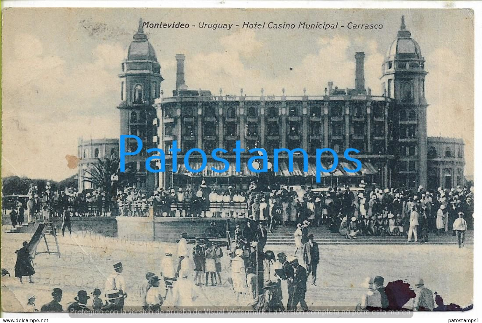 212140 URUGUAY MONTEVIDEO HOTEL CASINO MUNICIPAL CARRASCO BREAK CIRCULATED TO ARGENTINA POSTAL POSTCARD - Uruguay