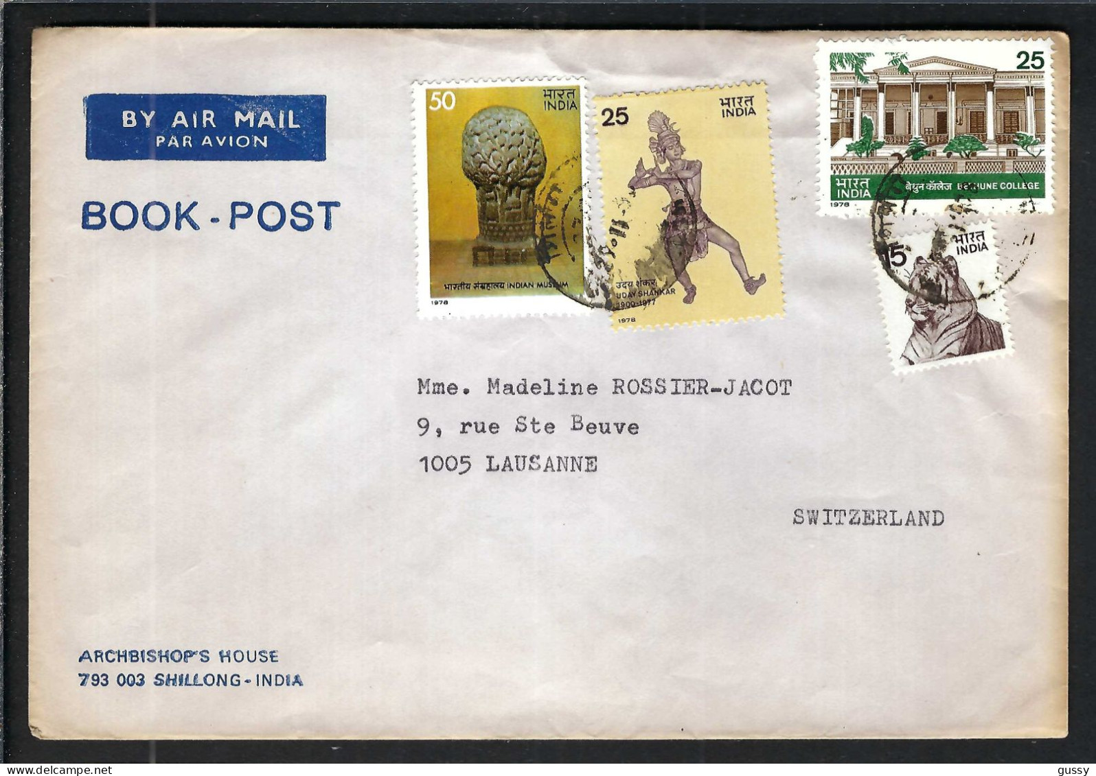 INDE P.A. Ca. 1970-80: LSC De Shillong Pour Lausanne (VD,Suisse) - Airmail