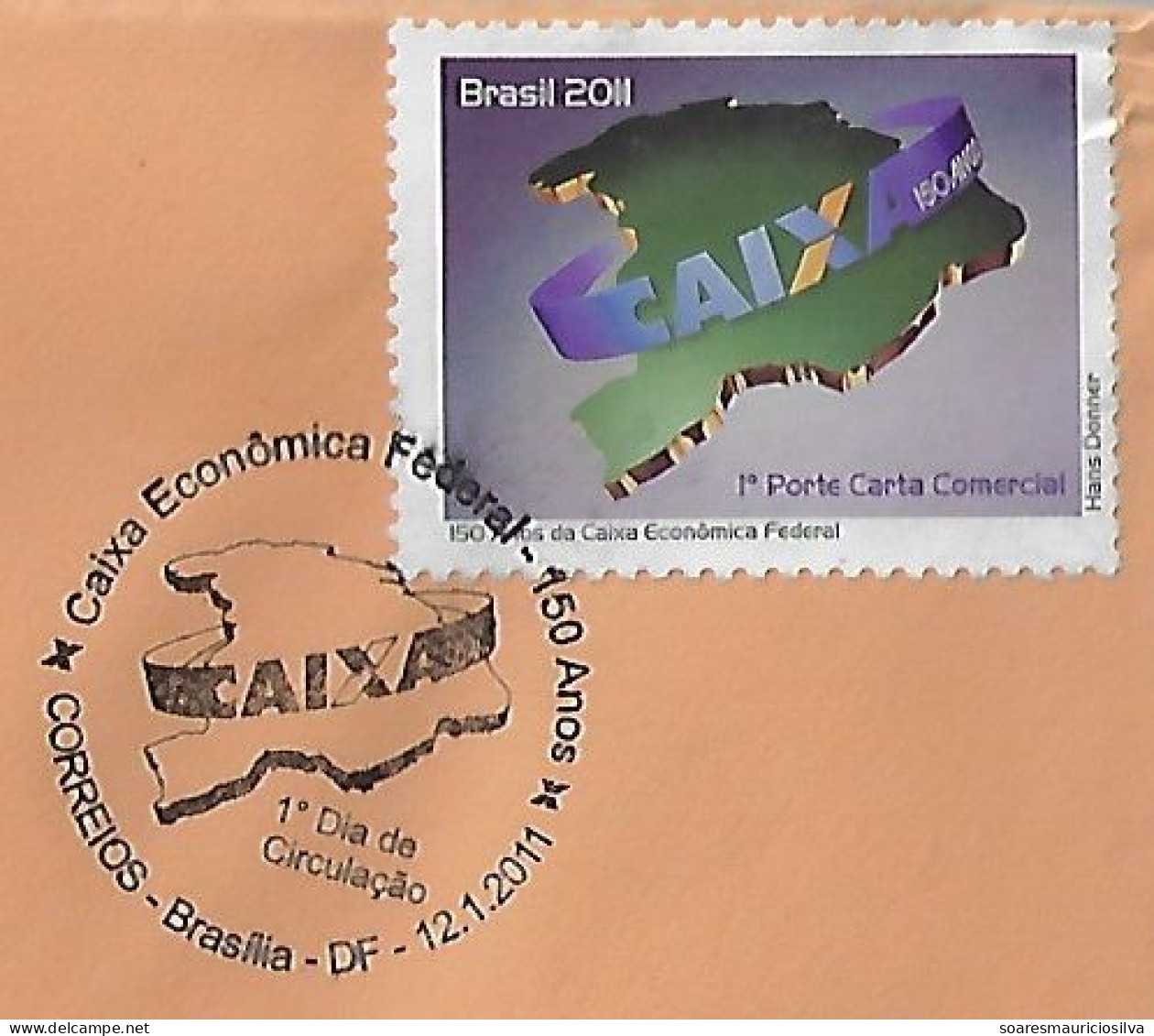 Brazil 2011 Cover Commemorative Cancel 150 Years Federal Savings Bank Map - Covers & Documents