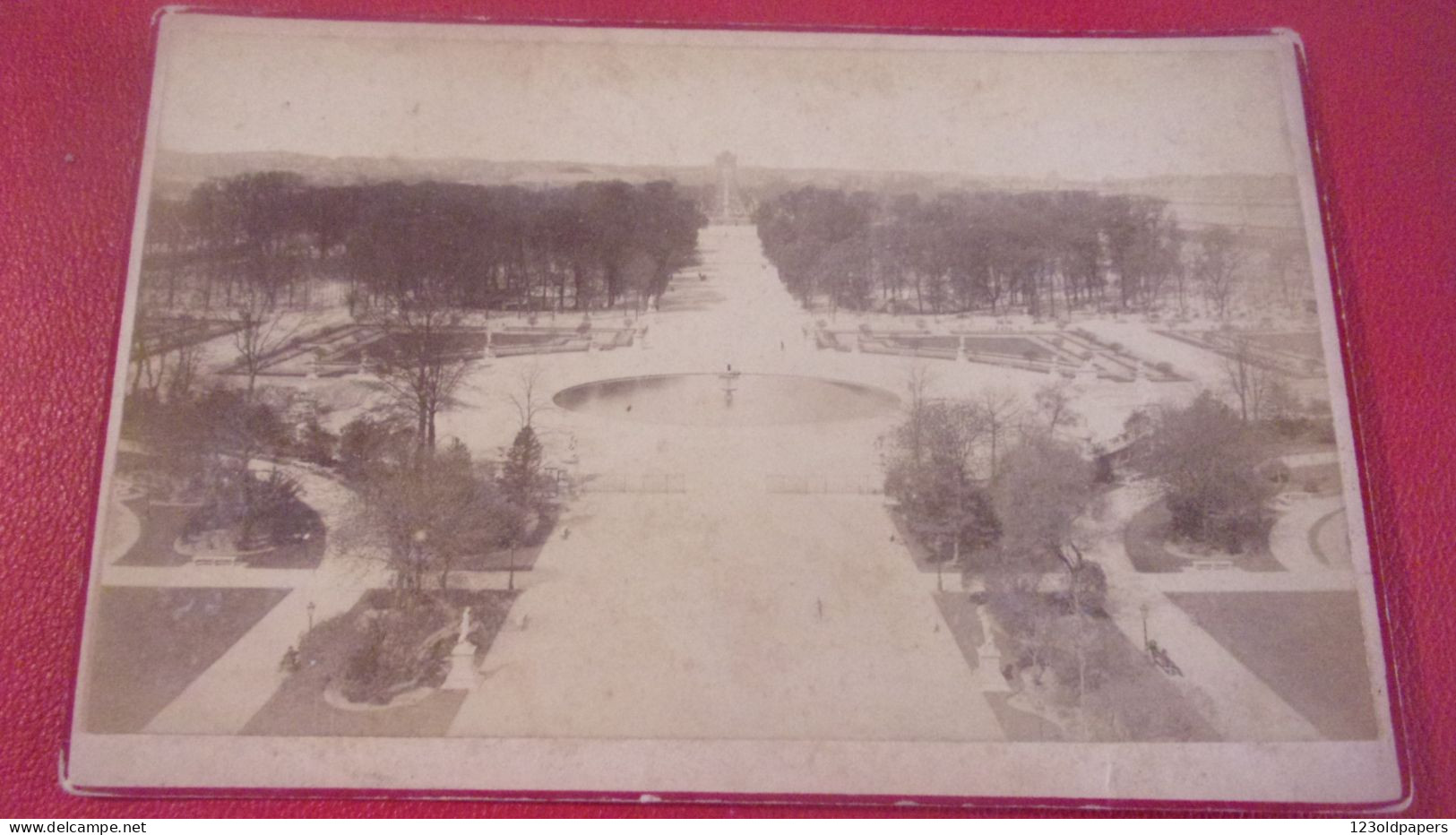 Photo  XIX EM DEBITTE ET HERVE  PARIS RUE DE RIVOLI FORMAT CABINET JARDIN DES TUILERIES - Antiche (ante 1900)