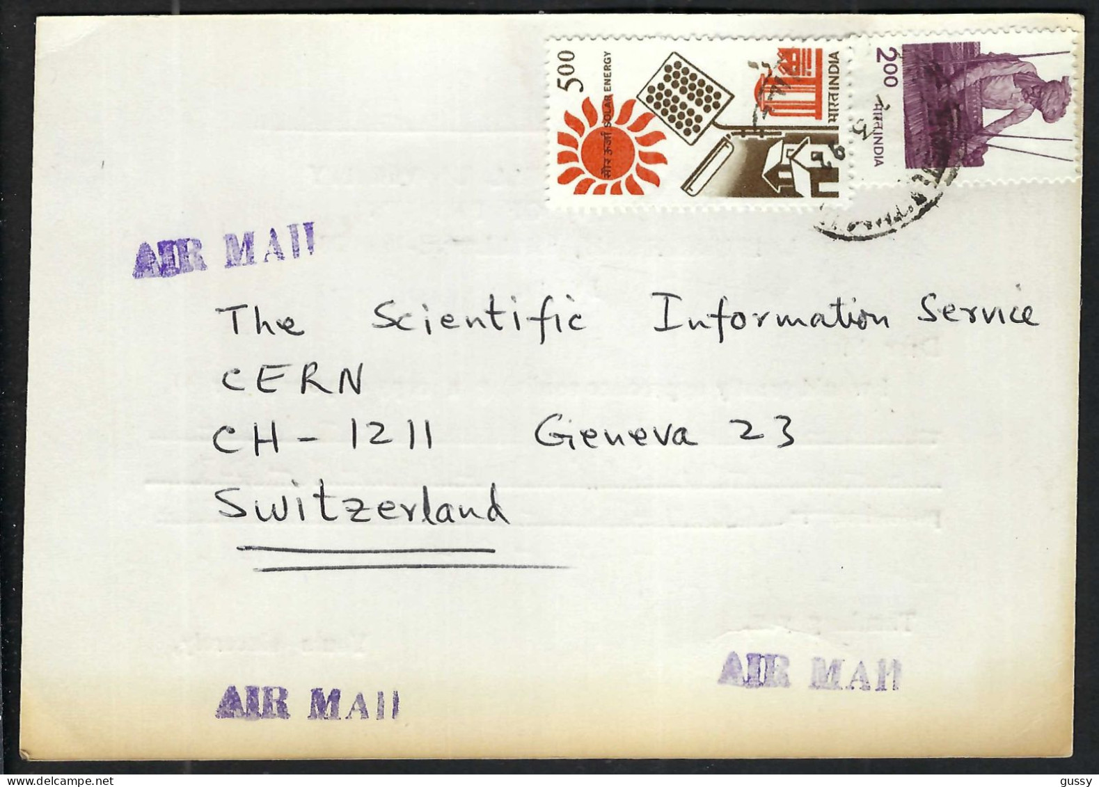 INDE P.A. Ca. 1970-80: CP De Shillong Pour Genève (GE,Suisse) - Poste Aérienne