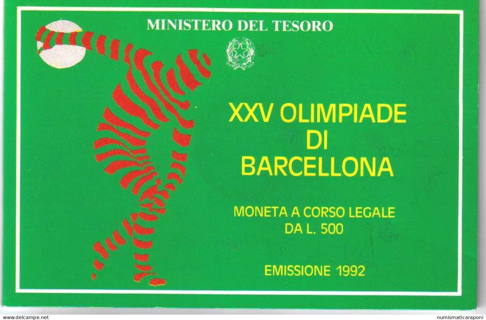 Italy Italia 500 Lire 1992 XXVà OLIMPIADE DI BARCELLONA  Fdc - Jahressets & Polierte Platten