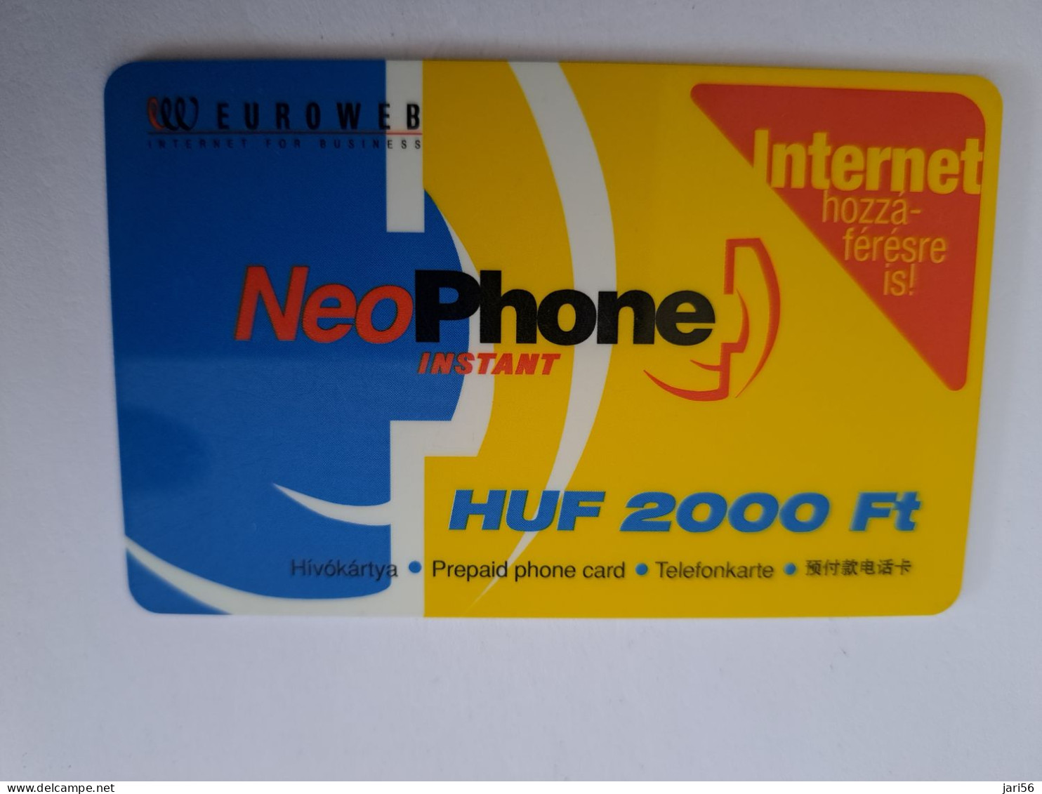 HONGARIA / PREPAID/ 2000FT/ NEOPHONE /INTERNET      Fine Used    **14992** - Ungarn