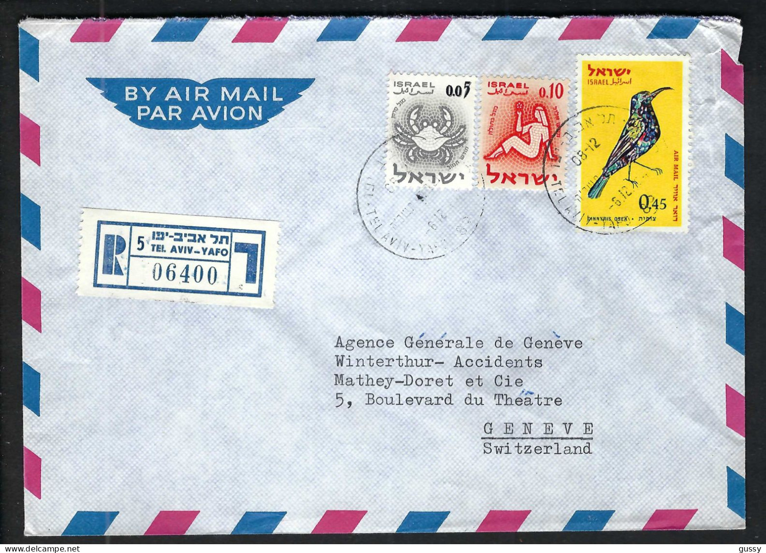 ISRAEL P.A. Ca. 1970-80: LSC REC. De Tel Aviv Pour Genève (GE,Suisse) - Luftpost